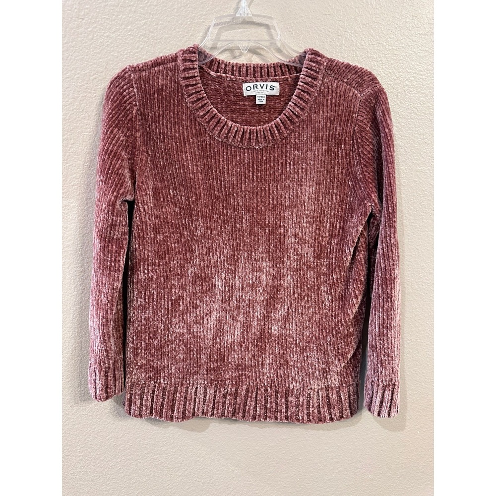 Orvis Classic Collection Chenille Pullover Sweater Mauve Pink XS Extra‎ Small